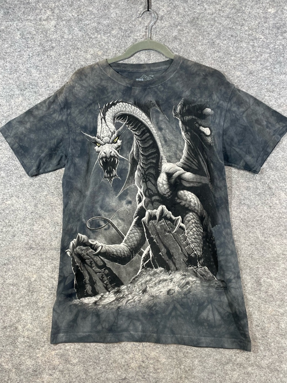 The Mountain Dragon Graphic T Shirt Black Medium Tie Dye Fantasy Y2K Streetwear